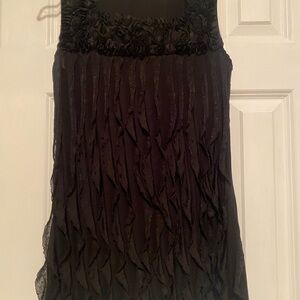 Cocomo Black Tank Top with Floral Detail